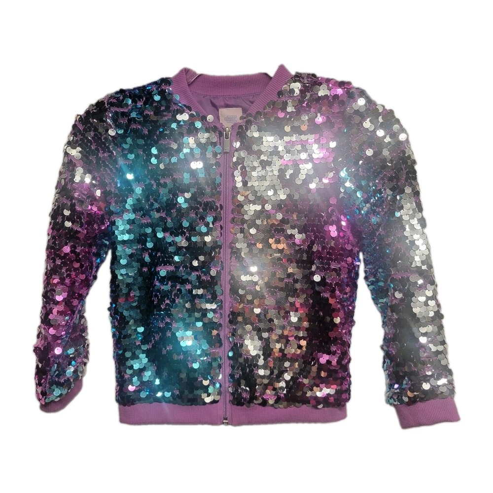 Girls Small 6/6x Shiny Sequin Bomber Jacket More Than Magic